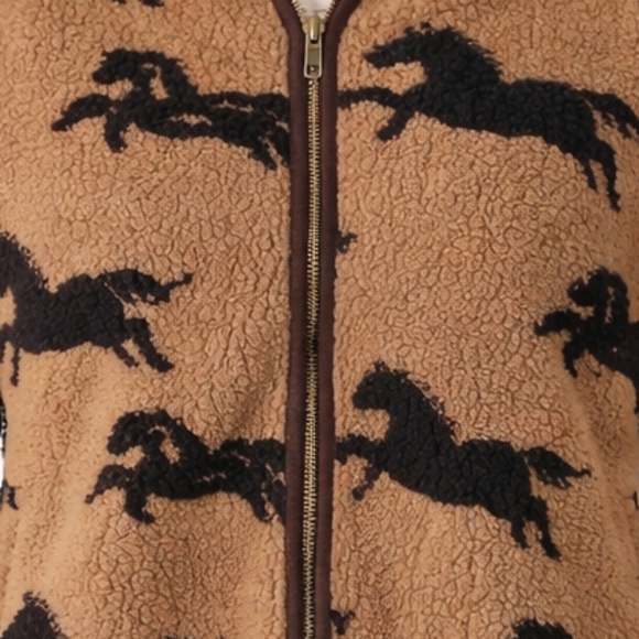 The Great. The Pasture Jacket Women Size 0 Horses Zip Up Sherpa XS Rare - Picture 2 of 8